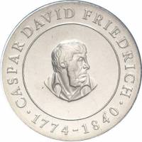 (1974) Монета Германия (ГДР) 1974 год 10 марок "Каспар Давид Фридрих"  Серебро Ag 625  UNC
